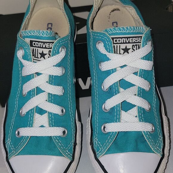 Converse All Star Chuck Taylor CTAS Ox Teal Low Kids Sneakers Size 13 - Picture 4 of 11